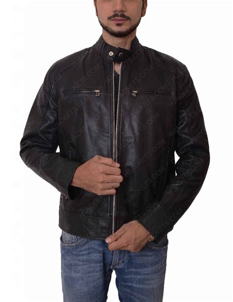 Slimfit Mens Black Casual Leather Jacket Hjackets