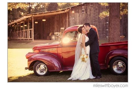 Bride And Groom With Vintage Truck Modern Wedding Photography