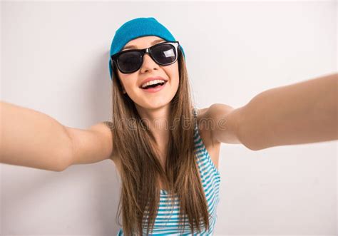 Teenage Girl Making Selfie Stock Photo Image Of Beautiful 53355276