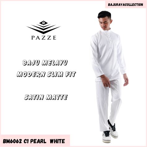 Fast Delivery Pazze Baju Melayu Modern Slim Fit P White Baby Blue