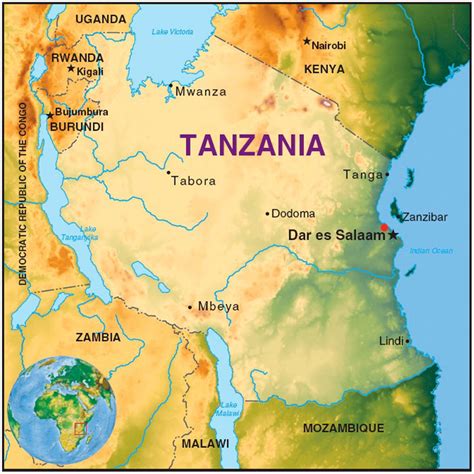Map Of Tanzania Showing Location Of Dar Es Salaamsource Layson