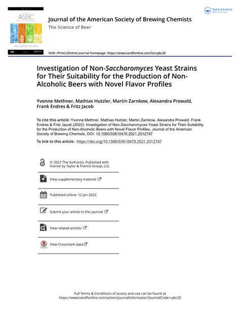 pdf investigation of non saccharomyces yeast strains for their suitability for the production