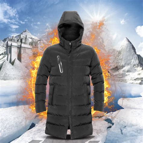 Electric Heated Long Jacket Cotton Coat Smart Thermostatic Windproof
