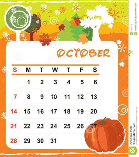 October Calendar Clip Art Printable Calendar