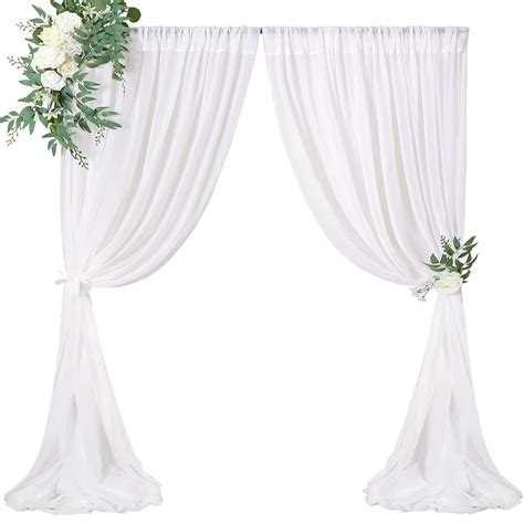 Buy White Backdrop Curtains 2 Panels 5ft X 8ft Sheer Chiffon Backdrop