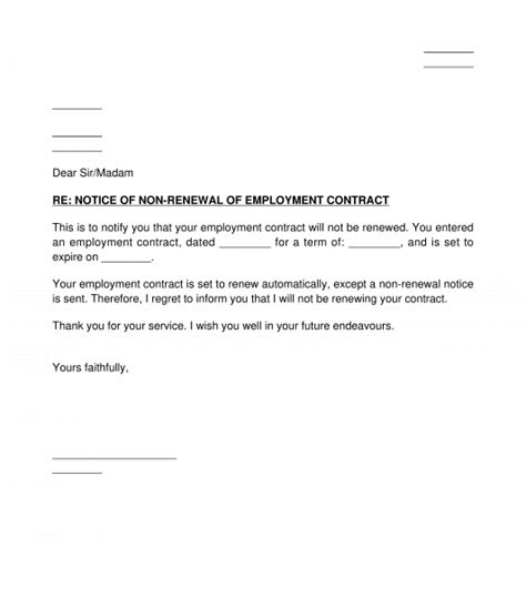 Notice Of Non Renewal Of Employment Agreement