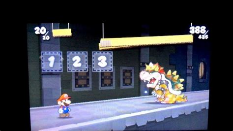 Paper Mario Sticker Star Final Boss Bowser Battle With 20 Max Hp Youtube