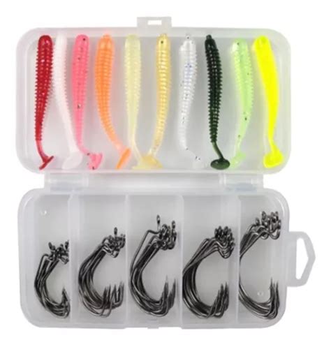 Kit Anzol Offset Iscas Soft Shad Estojo Tucunare Mercadolivre