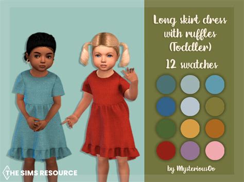 The Sims Resource Long Skirt Dress With Ruffles Toddler