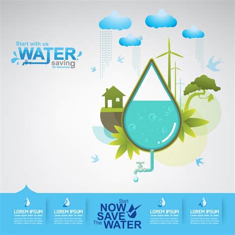 Save Water Infographic Concept Vector Premium Download