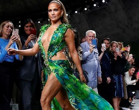 Jennifer Lopez Goes Braless And Stuns In Iconic Palm Dress At Milan Fashion Week Hustlers Star