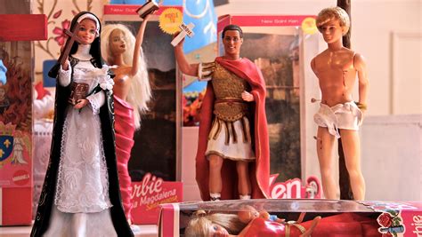Ken Stands In As Martyred Jesus Barbie As Virgin Mary