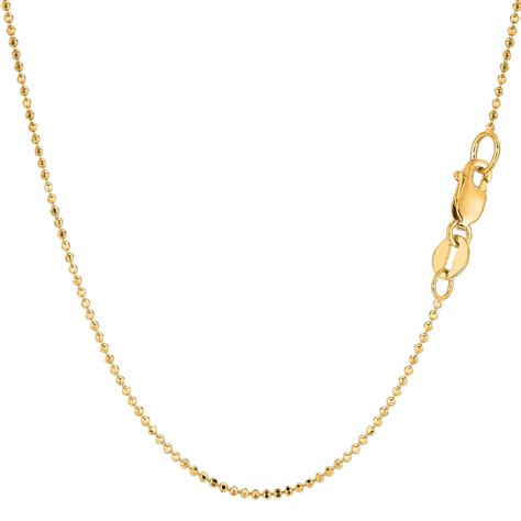 14k Yellow Gold Diamond Cut Bead Chain Necklace 1 2mm 20 Walmart Com