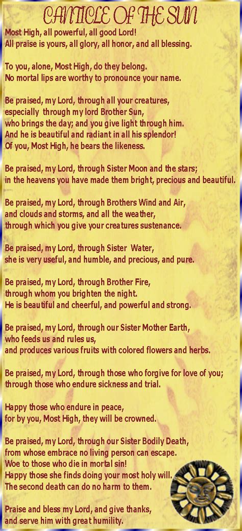 Canticle Of The Sun Prayers