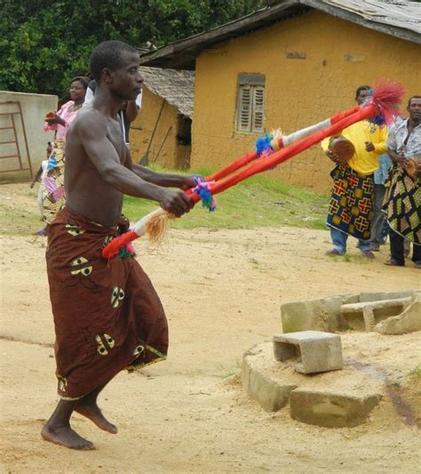 Villagers Performing A Traditional Dance In Cameroon Africa