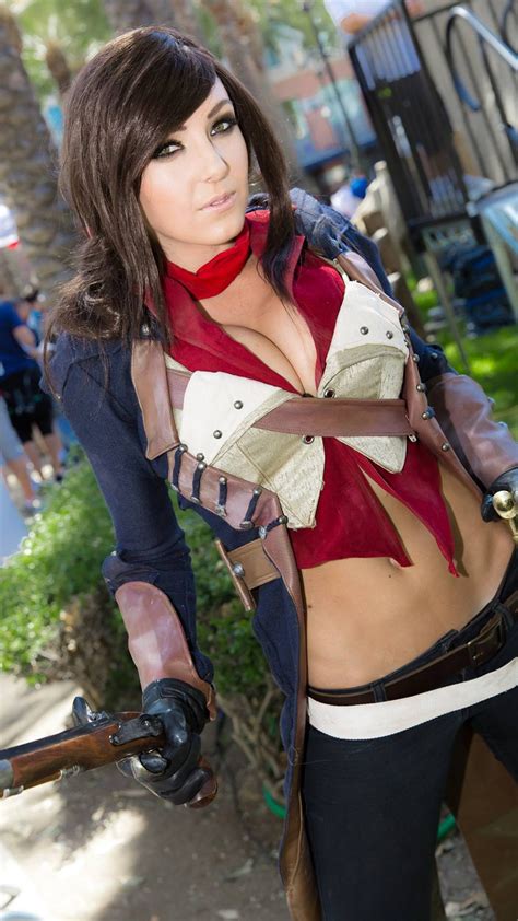 Wallpaper Gun Women Cosplay Anime Cleavage Belly Assassin S Creed Jessica Nigri