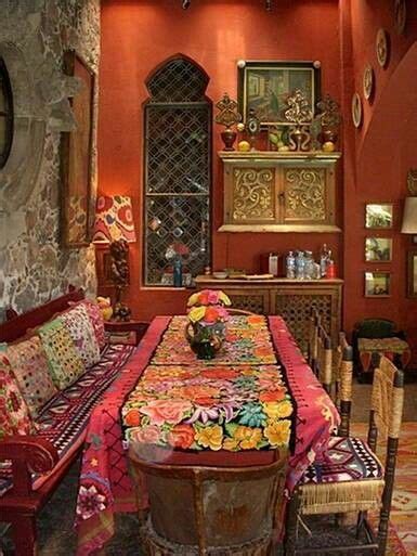 Characterizing gypsy (boho) as home decor style is truly endeavoring to mark something that can't be named, so reliant is it on the person. Hippy chic | Dining room design, Bohemian decor, Bohemian ...