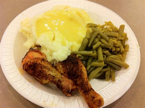 Baked Chicken Mashed Potatoes With Chicken Gravy And Green Beans Yelp
