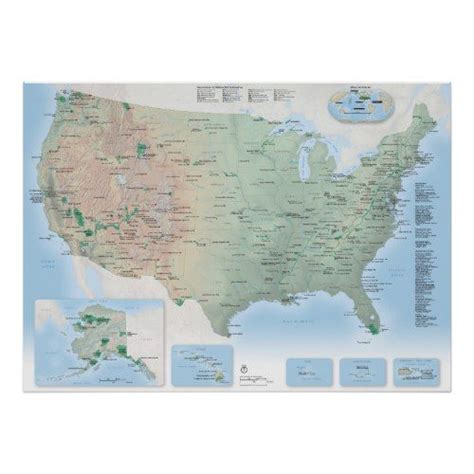 Us National Parks Map Poster National Parks Map