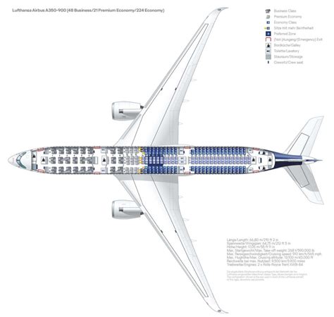 Grafik Sitzplan Lufthansa A350 900 Weltreisender