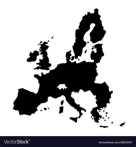 Black Silhouette Country Borders Map Of European Vector Image
