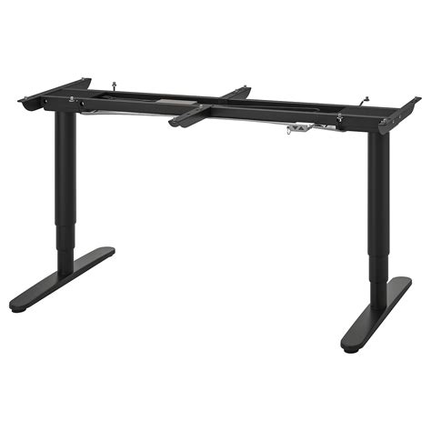 La struttura portante in tubolare di acciaio, mentre il molleggio realizzato con doghe di legno. BEKANT Base con altezza regolabile, el, nero, 160x80 cm ...