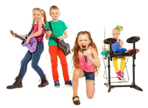 Kids Play Musical Instruments And Girl Sings Stock Image Image 53683255