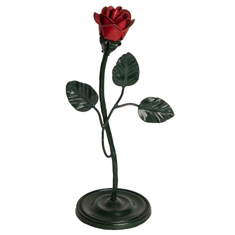 Metal Rose Flower With Stem And Base Steel Dja4609 Dja Imports