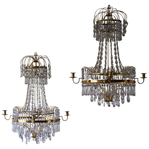 Fine Pair Of Swedish Early 19th Century Gustavian Chandeliers For Sale