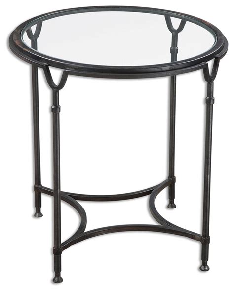 Classic Black Iron Metal Side Table Transitional Side Tables And