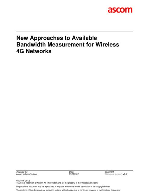 Ascom Network Testing Available Bandwidth Measurements Technical
