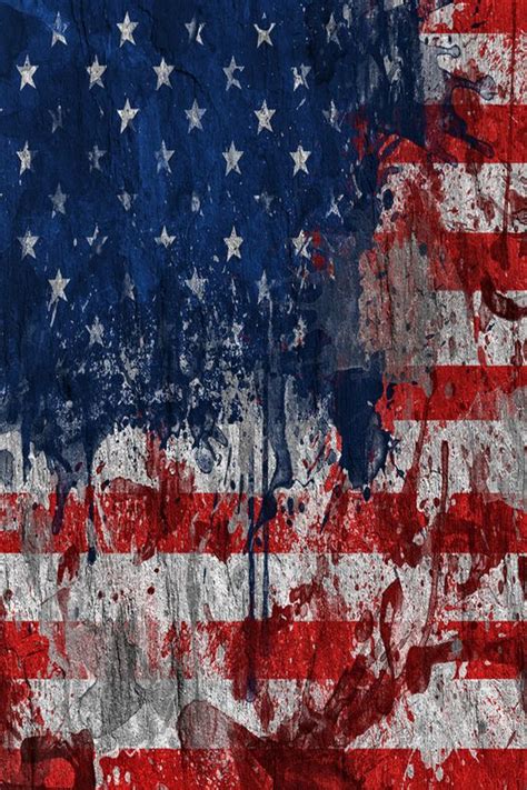 Tattered American Flag Computer Wallpaper Black And