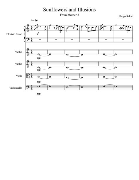 Sunflowers And Illusions Sheet Music For Piano Violin Viola Cello