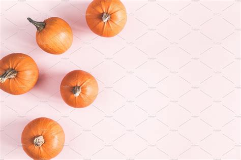 Pumpkins On Pink Background Food Images Creative Market