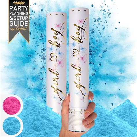 Buy Gender Reveal Confetti Cannon Set Of 2 Biodegradable Gender Reveal Powder Cannon In Blue
