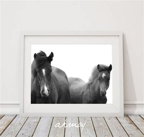 Two Horses Black And White Photo Printable Art Instant By Ahmoy