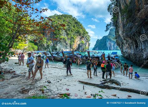 Many People Swimming And Relaxing At Hong Island In Krabi Province