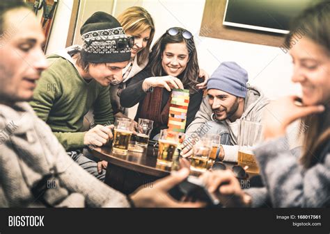 Happy Friends Playing Table Board Image And Photo Bigstock