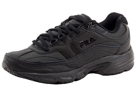 Fila Womens Memory Workshift Black Non Skid Slip Resistant Sneakers Shoes