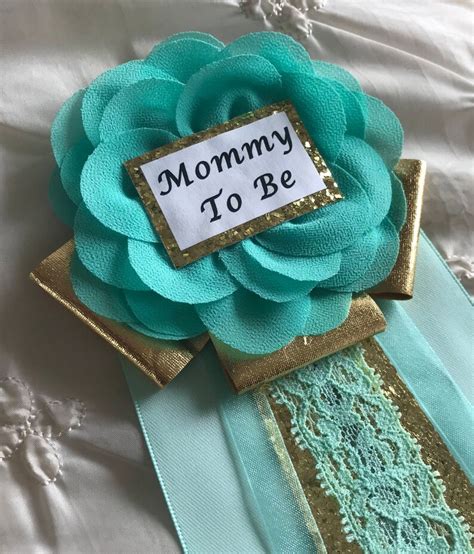 Mommy To Be Pin Baby Shower Pin Mint Green Pin Boy Flower Etsy