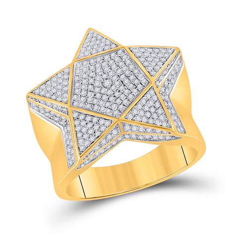 10kt Yellow Gold Mens Round Diamond Star Statement Ring 1 Cttw Ebay