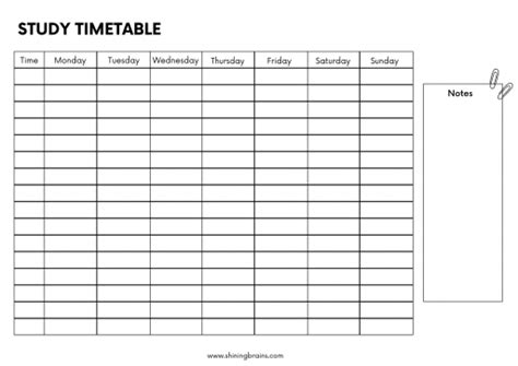 Weekly Planner For Kids Timetable Free Printable Shining Brains