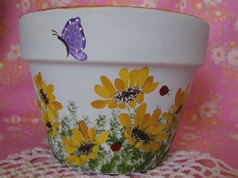 Painted Pots Decorative Hand Painted Clay Terracotta Flower Pot