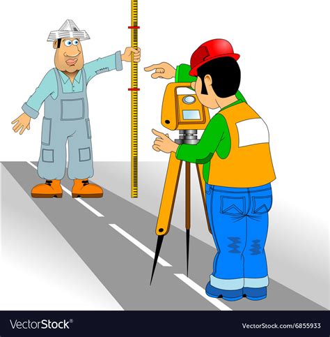 Surveyor And Assistant Royalty Free Vector Image