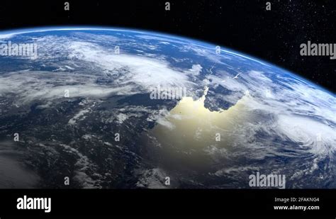 Earth From Space Stars Twinkle Flight Over The Earth The Camera