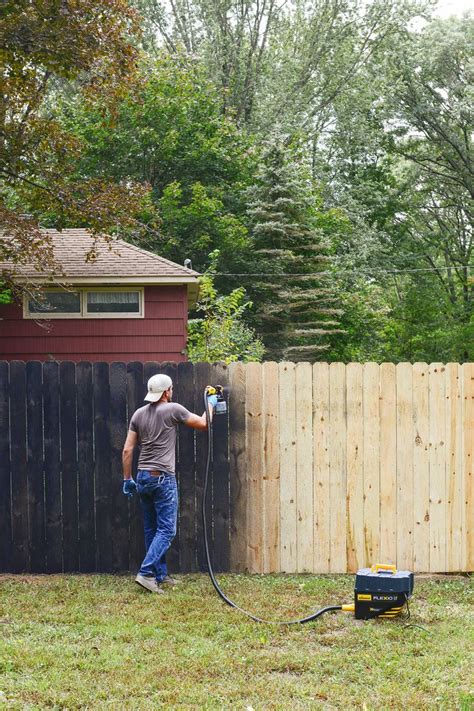 In addition to stain/paint for fences, exterior wood decks/fences, usa, rot much faster since epa rules removed toxic preservatives used for decades. Staining Our Fence Black! | Backyard fences, Fence paint, Painted wood fence