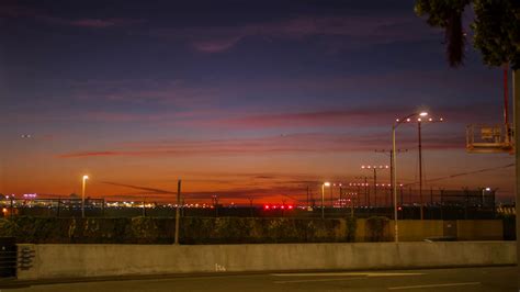 Time Lapse Of Lax Airport With Jet Planes Runway Take Off At Night In