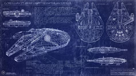 Millenium Falcon Blueprint Star Warsa New Hope Robert Bonchune On