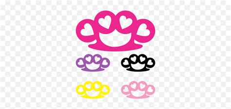 Brass Knuckles With Hearts Decal Girl Brass Knuckles Clipart Png