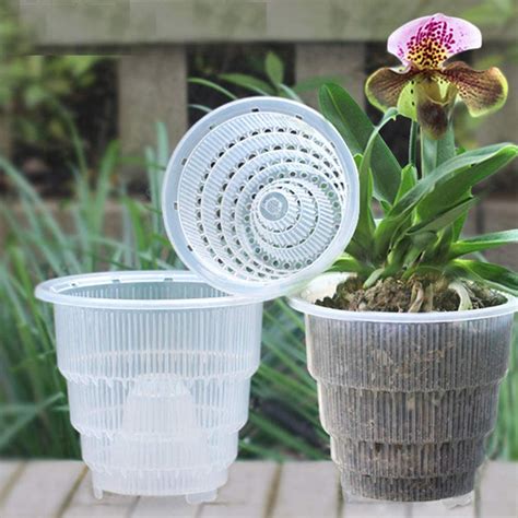 Pcs Clear Flower Pot Orchid Pot With Breathable Hole Slotted Plastic